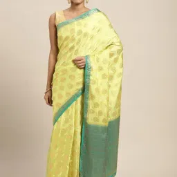 Mimosa Yellow Silk Woven Saree With Unstitched Blouse-picture-15