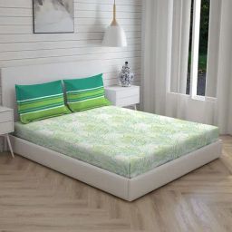 Boutique Living Garnet Botanical Green 148 TC Cotton King Bed Sheet with 2 Pillow Covers-image-59