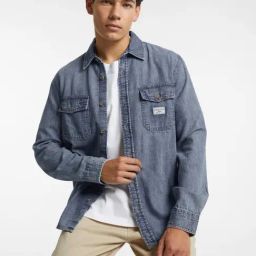 Guess Jeans Blue Regular Fit Denim Shirt-image-61
