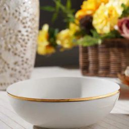 Pure Home and Living White Porcelain Serving Bowl With Gold Line (0.65 L)-10