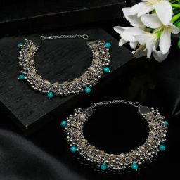 YouBella German Silver Plated Oxidized Tribal Stylish Handmade Anklets-47