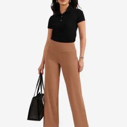 BlissClub Cream Plain Mid Rise Pants-picture-42