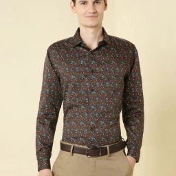 Allen Solly Brown Cotton Slim Fit Printed Shirt-image-61