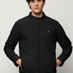 SHOWOFFFF Black Nylon Solid Regular Fit Jacket-picture-11