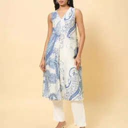 Marigold Lane Blue Regular Fit Printed Kurta-image-95