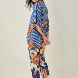The Kaftan Company Blue Printed Kaftan Top With Pyjamas image 2