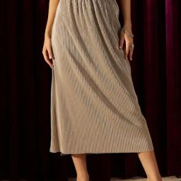 KASSUALLY Grey Pleated Midi Skirt-image-20