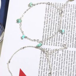 Accessorize London Women's Blue Stone Charm Anklet (Pack of 3)-24