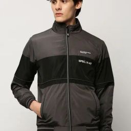 SHOWOFF Grey Slim Fit Colour Block Jacket-image-42