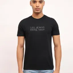 Lee Black Slim Fit Printed Crew T-Shirt-picture-38