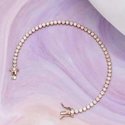 Zavya Rosy Solitaire Elegance Rose Gold-Plated Cubic Zirconia 925 Sterling Silver Bracelet-image-32