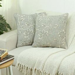 House This Blooming Florals Grey Cotton Cushion Covers - Set of 2-8