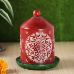 Aapno Rajasthan Red & Green Stone Bell Shaped Tealight Holder-26