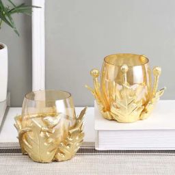 Aapno Rajasthan Golden Metal Grandiloquent Candle Holder-picture-4