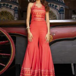 Label Aditi Hundia Rayon Peach Alia Jumpsuit-12
