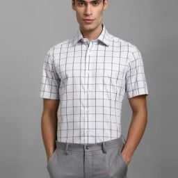 Louis Philippe White Cotton Regular Fit Checks Shirt-picture-14