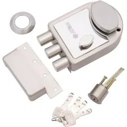 Atom Stainless Steel, Brass and Iron Silver Glossy Finish Deadbolt Lock, DL-TRIBOLT-OSK-SS-16