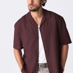 NEXT Cotton Textured Spread Collar Shirt-image-13