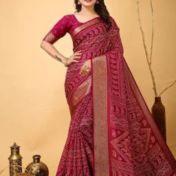 Saree Mall Pink Silk Self Saree with Blouse Piece-image-36