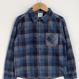 ZACH &KIKI Boys Blue Cotton Checks Shirt-image-71