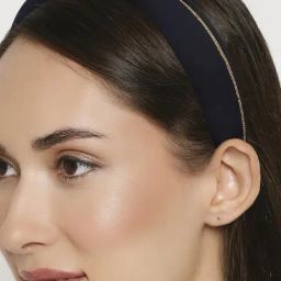 OOMPH Black & Gold Satin Silk Knotted Hair Band-image-21
