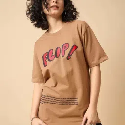Color Capital Beige Cotton Oversized Printed T-Shirt-picture-36