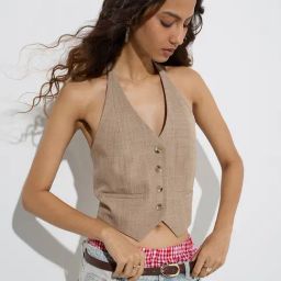 Nuon by Westside Beige Waistcoat-image-34