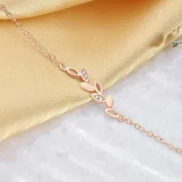 Zavya Nature's Embrace Leaf Rose Gold-Plated 925 Sterling Silver Bracelet-image-37