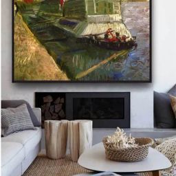 The Art House Bathing Float On Seine By Van Gogh Printed Framed Wall Art-image-59