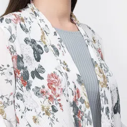 LELA Floral Printed Longline Asymmetric Open Front Shrug image 3