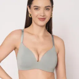 Chelvet Green Nylon Solid Lightly Padded Non-Wired Medium Coverage T-Shirt Bra-picture-43