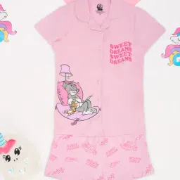 Pantaloons Junior Girls Pink Sleepwear Set-image-66