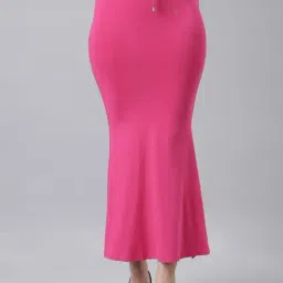 TWIN BIRDS Pink Plain Saree Shapewear-image-54