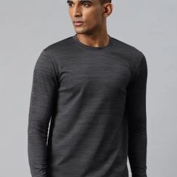 ALCIS Dark Grey Dry Tech Slim Fit Textured Sports T-Shirt-image-2