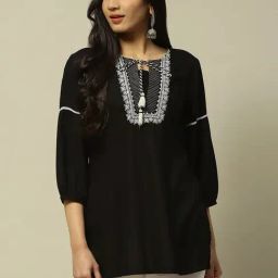 Rangriti Black Embroidered Top-image-70