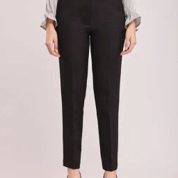 Fablestreet Black Polyester Tapered Fit Trousers-image-53