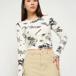 People By Pantaloons White Cotton Slim Fit Printed T-Shirt-image-30