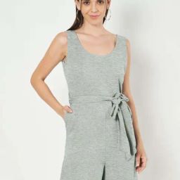 Brinns Grey Melange Cotton Regular Fit Jumpsuit-image-57