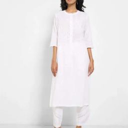Rangmanch By Pantaloons Whisper White Cotton Regular Fit Embroidered Kurta-picture-49