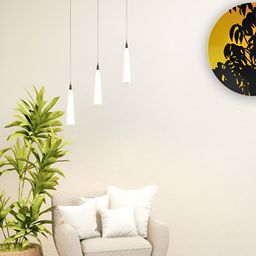 THE QUIRKY HOME Yellow & Black Silhouette Of Leaves In A Sky Printed Ceramic Wall Decor-9