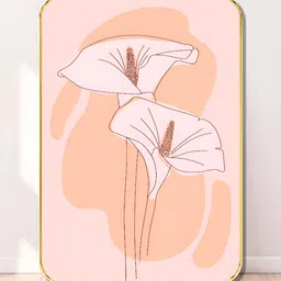 SAF Pink & Peach-Coloured Wood Floral and Botanical Wall Paintings-33