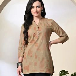 DECKEDUP Brown Cotton Printed Tunic-image-35