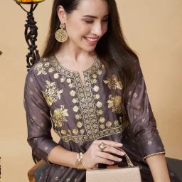 Globus Brown Embellished Kurta-image-45