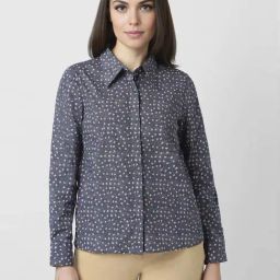 Van Heusen Grey Cotton Floral Print Formal Shirt-image-52
