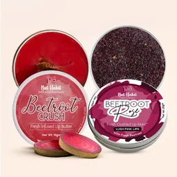 Nat Habit Set of 2 Beetroot Rose Fresh Lip Scrub - 20 gm & Lip Balm - 10 gm-23