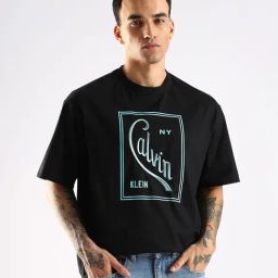 Calvin Klein Jeans Black Cotton Comfort Fit Logo Printed T-Shirt-picture-4