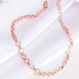 Zavya Infinity CZ Rose Gold Plated 925 Sterling Silver Link Bracelet-image-23