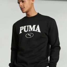 Puma SQUAD Black Cotton Regular Fit Logo Printed Sweatshirt-image-14