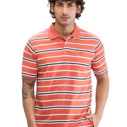 Colorplus Orange Classic Fit Striped Polo T-Shirt-picture-9