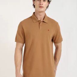Calvin Klein Jeans Tobacco Brown Cotton Regular Fit Polo T-Shirt-image-22